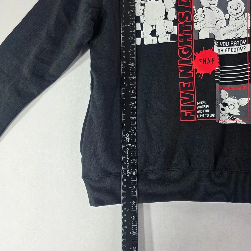 NWT Five Nights at Freddy's Boys Small 8 Graphic Hoodie Black FNAF